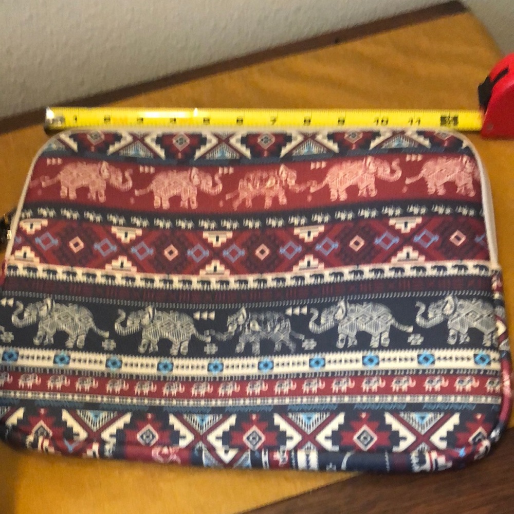 Elephant Patterned Laptop Sleeve - Multicolor NWOT